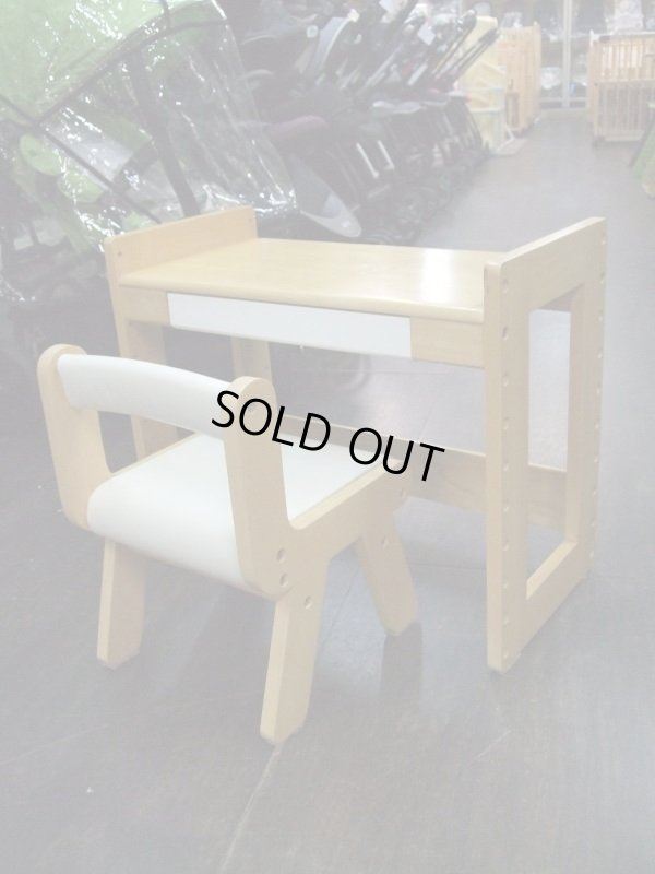 画像1: ☆　木製（ナチュラル）机と椅子　 CH-581