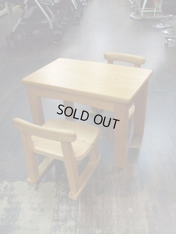 画像1: ☆  はせ工房（木製檜） 机・椅子2個セット  CH-1017
