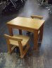 画像1: ☆  はせ工房（木製檜） 机・椅子2個セット  CH-1017 (1)